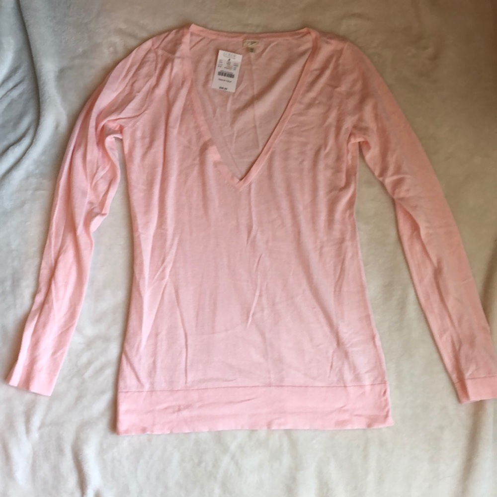 J. Crew Cotten pink V sweater